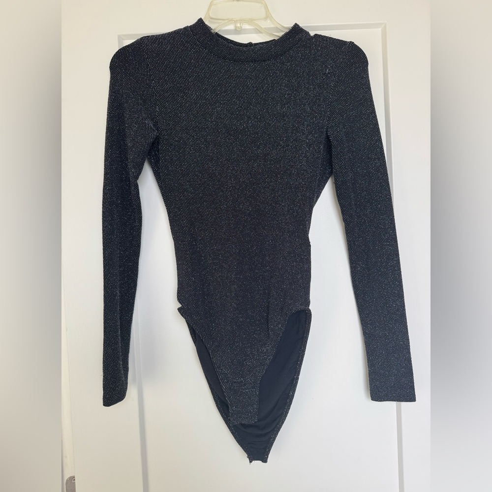 Divided Black Sparkly Long Sleeve Bodysuit